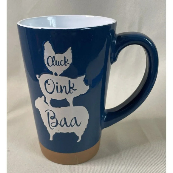 Chicken Pig Sheep Ceramic Latte Mug Cluck Oink Baa Embossed 17 Oz NEW‎ Farm - Picture 1 of 6
